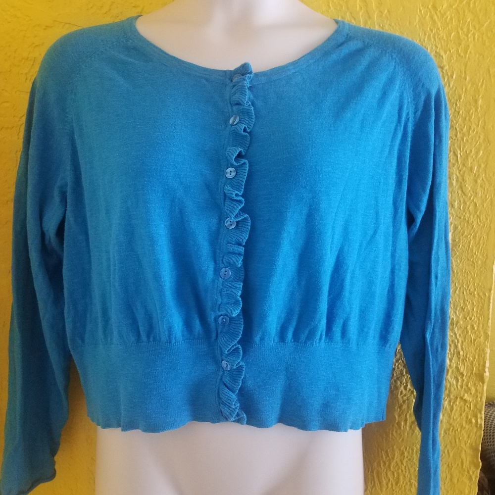 Teal Lane Bryant Ruffle Cardigan PLUS Sz 1X 18 20